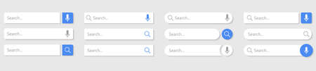 Search bar vector element with diferent design, set of search boxes ui template on transparent...