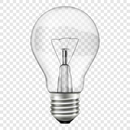 Light bulb, realistic 3D vector illustration, isolated on a transparent background. Electricity.のイラスト素材