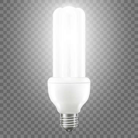 Glowing LED bulb isolated on transparent background. 3d vector realistic illustrationのイラスト素材