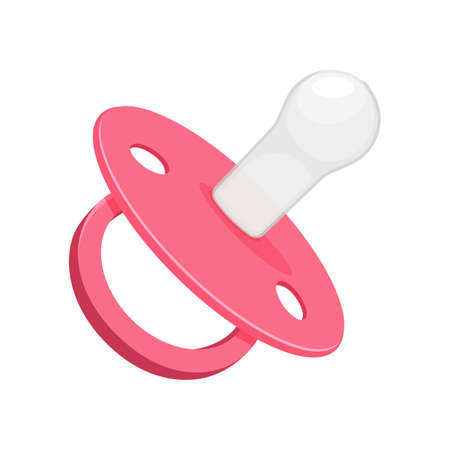 Pacifier baby dummy care nipple for newborn child, pink nipples dummies for girl, isolated on white background, flat designのイラスト素材