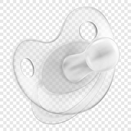 Pacifier baby dummy care nipple for newborn child, isolated on transparent background, realistic 3D vector illustrationのイラスト素材