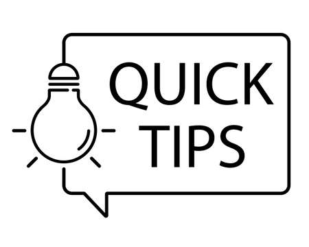 Quick Tips badge, banner vector with light bulb and speech bubble isolated on white background.のイラスト素材