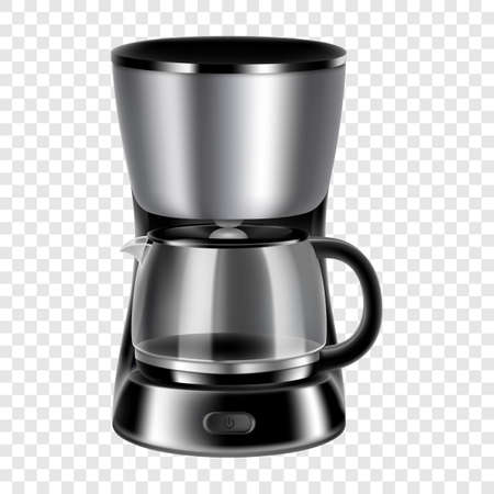 Realistic coffee machine isolated on transparent background,, Coffee maker 3d vector illustration.のイラスト素材