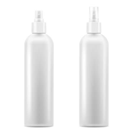Realistic Cosmetic bottle can sprayer container. Dispenser for cream, soaps, and other cosmetics With lid and without. Template For Mock up Your Design. vector illustration.のイラスト素材