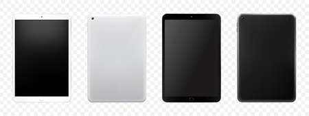 Tablet mockup set, Isolated On White. Black tablet and white color tablet. Front and back view....