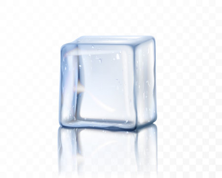 Realistic blue solid ice cubes on transparent background vector illustrationのイラスト素材