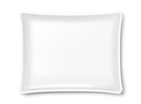 White empty rectangular plate isolated on whiteのイラスト素材
