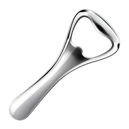 Bottle opener, isolated on white background. Beer Bottle Opener. Manual Stainless Steel Can Opener. Realistic 3d vector illustrationのイラスト素材