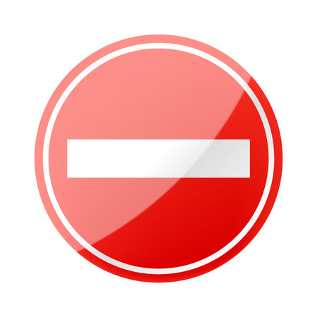 Red Stop Sign with glossy effect, isolated on white background. Traffic regulatory warning stop symbol. Realistic 3d Vector illustration Prohibition sign.のイラスト素材
