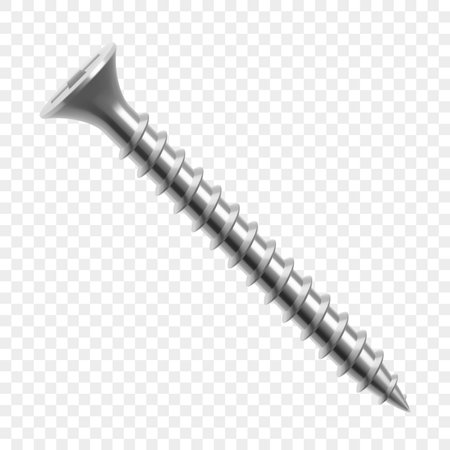 Self-tapping screw isolated on transparent background. Realistic 3d Vector illustrationのイラスト素材