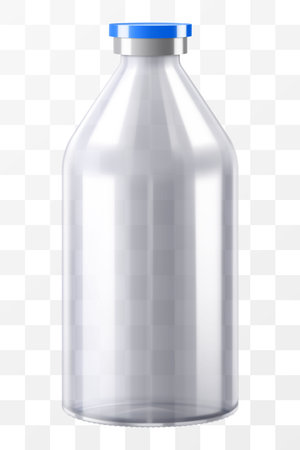 Transparent glass bottle for injections mockup. Vector illustration isolated on white background. Can be used for medicine, cosmetic and other. Ready for your design. EPS10. Realistic 3d vectorのイラスト素材