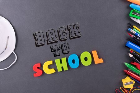 Health care concept. Back to school , school reopening. Education. Real life 2020. during the Corona-virus Disease Pandemic.の写真素材