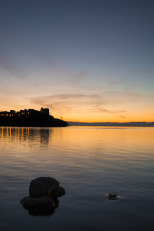 sunset on the lakeの写真素材