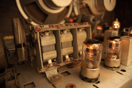 Shone vacuum tubes in the included lamp radio receiverの写真素材