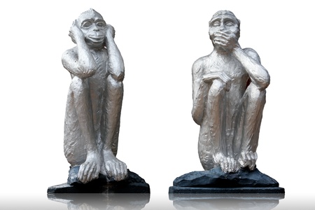 2 monkeys statueの写真素材