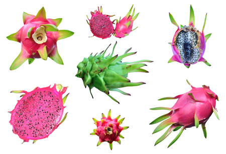 Dragon fruit, pitaya isolated on white backgroundの写真素材