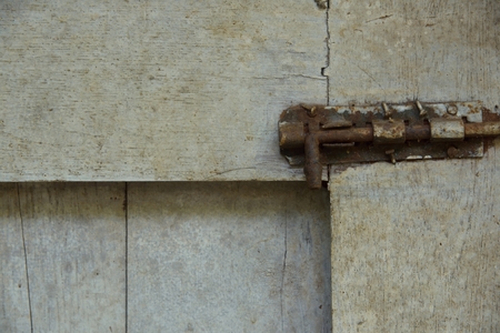 Door Lock old white on wood door old backgroundの写真素材