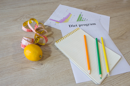 Diet and nutrition. The concept of dieting, losing excess weightの写真素材