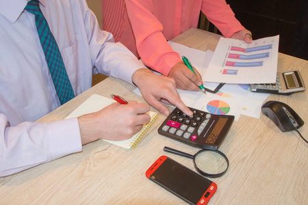 calculating or checking balance. Home finances, investment, economy, saving money or insurance concept. Business conceptの写真素材
