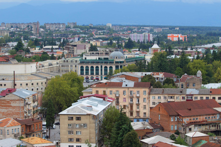 View of Kutaisi from Bagrati Cathedral - Georgia. Kutaisi, with its typical houses