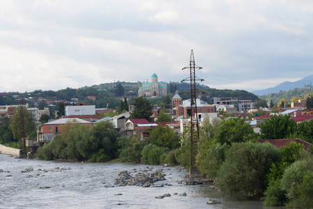 The view of Kutaisi, the second size city of Georgia country. View over Kutaisi city skylineの写真素材