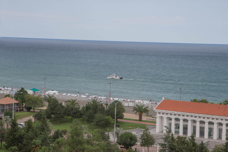 Seaside promenade Georgian Resort Town Of Batumi. View of the embankment of the city. The city embankmentの写真素材