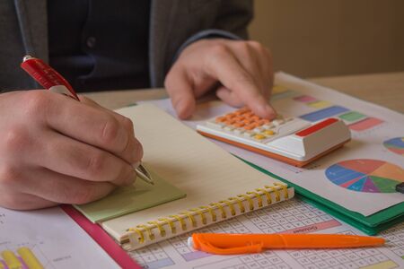 Business accountant working with documents and money. business financial accounting concept