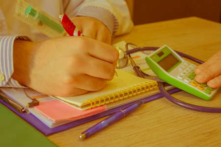 Health insurance form with stethoscope concept for life planning. medical expenses image