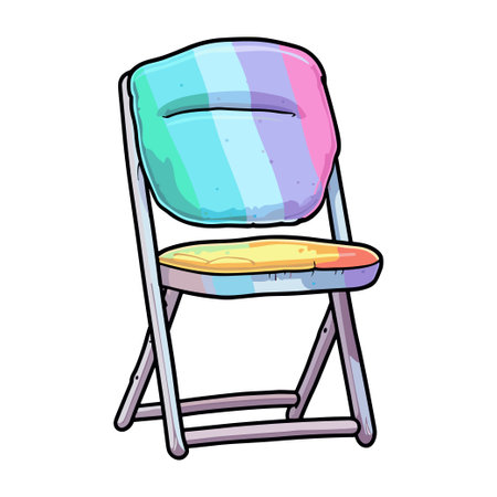 folding chair sticker cool colors kawaii clip art illustrationの素材