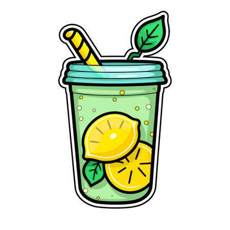 026. lemonade  sticker cool colors kawaii clip art illustrationの素材