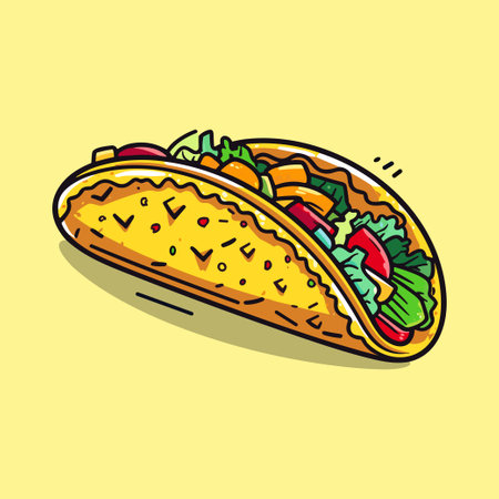 taco with vegetables clip art illustration for menu, poster, webのイラスト素材