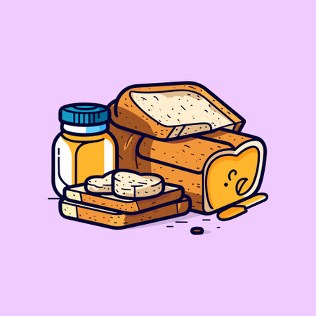 bread and butter vector illustration. clean line and cool color clip art for menu, poster, web