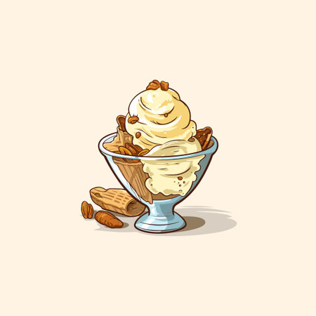 butter pecan ice cream clip art illustrationのイラスト素材
