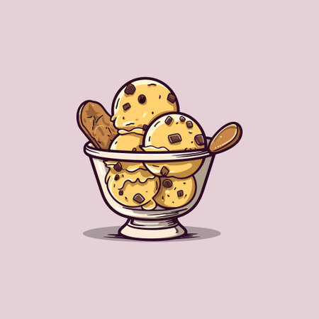 chocolate chip cookie dough ice cream clip art illustrationのイラスト素材
