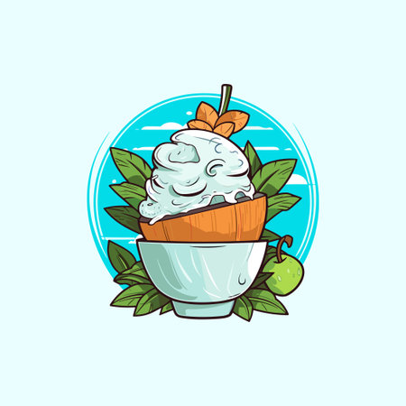 coconut ice cream clip art illustrationのイラスト素材
