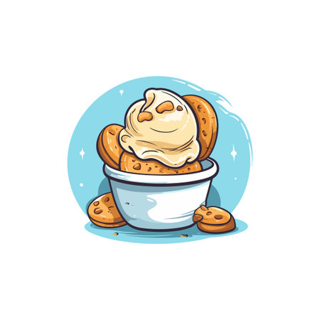 cookies and peanut butter ice cream clip art illustrationのイラスト素材