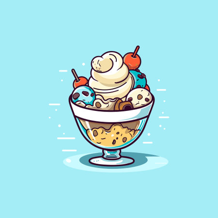 cookies and cream ice cream clip art illustrationのイラスト素材