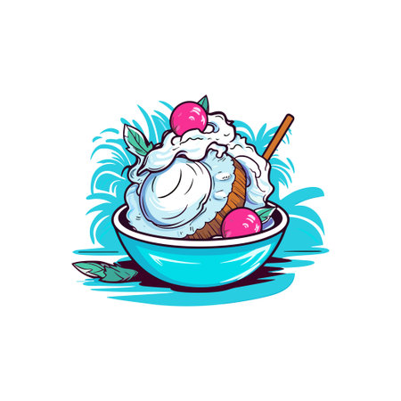 coconut ice cream clip art illustrationのイラスト素材
