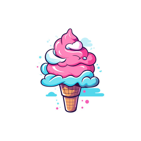 cotton candy ice cream clip art illustrationのイラスト素材