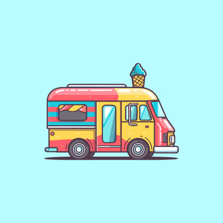 ice cream truck clip art illustrationのイラスト素材