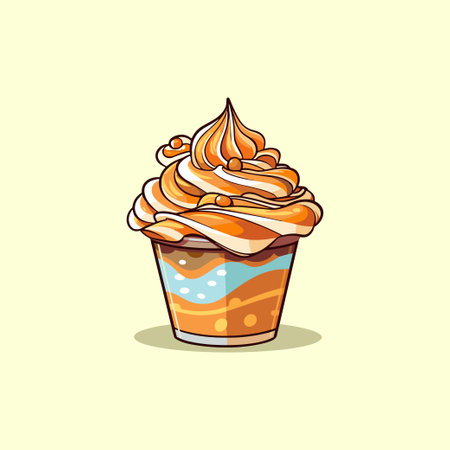 caramel swirl cheesecake ice cream clip art illustrationのイラスト素材