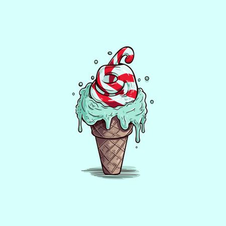 peppermint ice cream clip art illustrationのイラスト素材