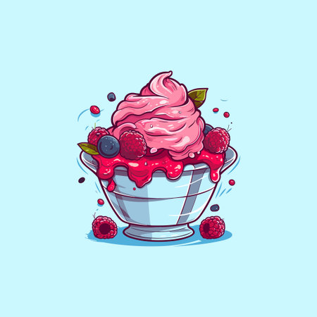 raspberry ripple ice cream clip art illustrationのイラスト素材