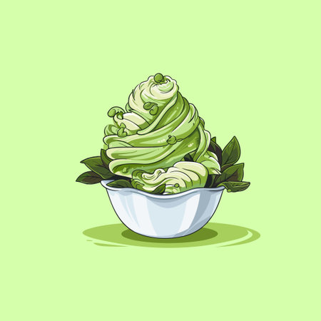 matcha green tea ice cream clip art illustrationのイラスト素材