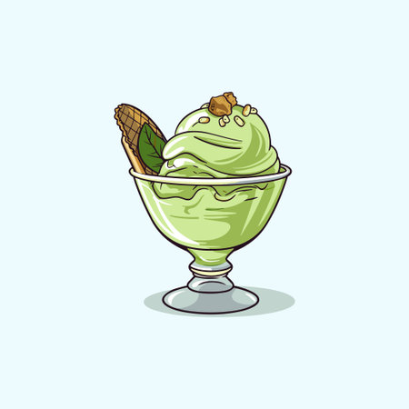 pistachio ice cream clip art illustrationのイラスト素材