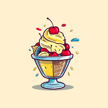 banana split ice cream clip art illustrationのイラスト素材