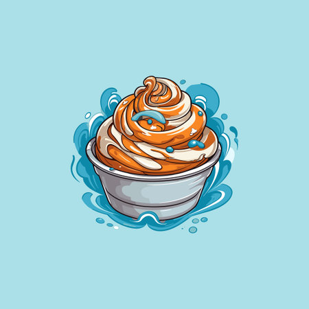 cinnamon roll ice cream clip art illustrationのイラスト素材