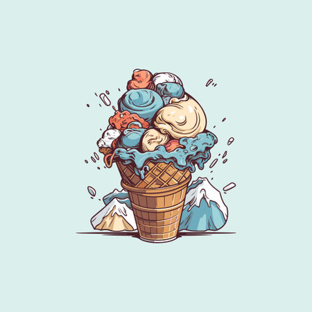 rocky road ice cream clip art illustrationのイラスト素材