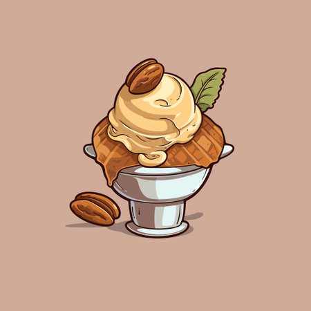 pecan praline ice cream clip art illustrationのイラスト素材