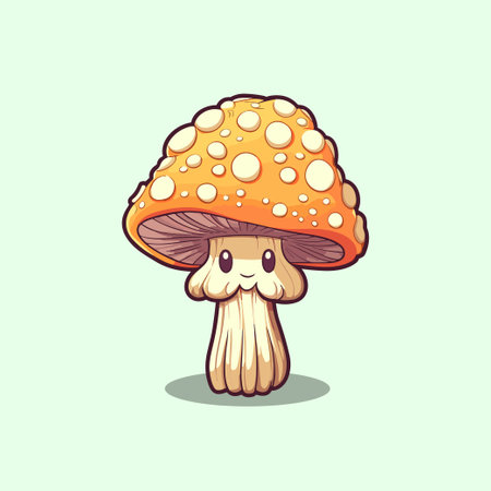 beech mushroom kawaii cartoon illustrationのイラスト素材